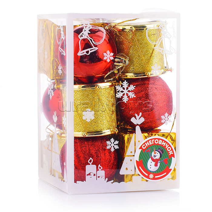 Набор новогодних украшений "Блестящая дымка" (12шт*4см) в коробке