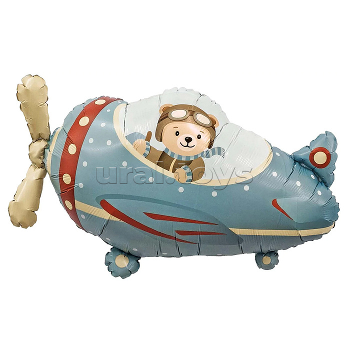 Шар (34''/86 см) Фигура, Самолет и мишка-пилот, 1 шт. в уп.