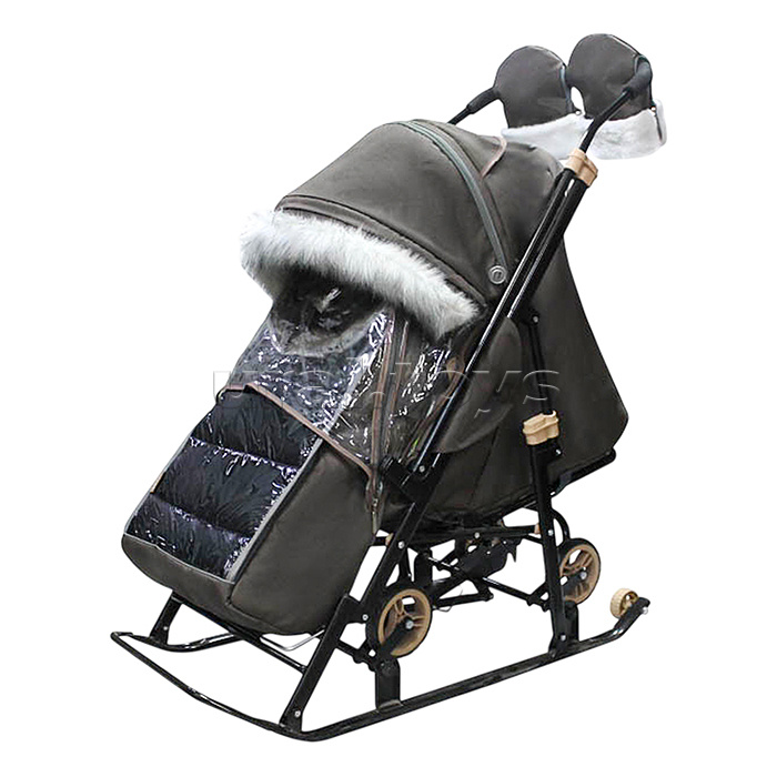 Санки-коляска "Glory gloss" (тёмно-коричневый )