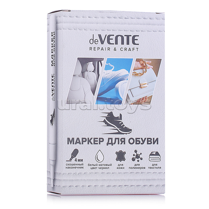 Маркер для обуви "Master" круглый корпус, скошенный наконечник, ширина линии письма до 4 мм, цвет - белый матовый