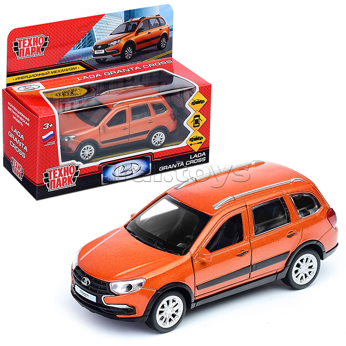 Машина металл Lada Granta Cross 12 см, (двери, багаж, инерц, золотой)
