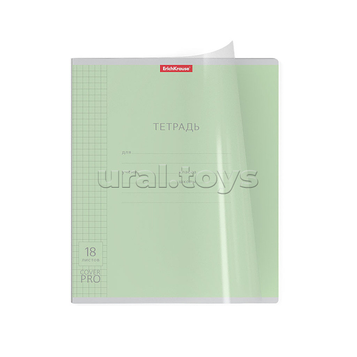 Тетрадь 18л., клетка, Классика CoverPrо зеленая с пластиковой обложкой