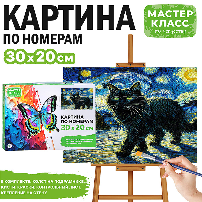 Набор для рисования "Картина по номерам 20*30 см. "Ночьной кот"
