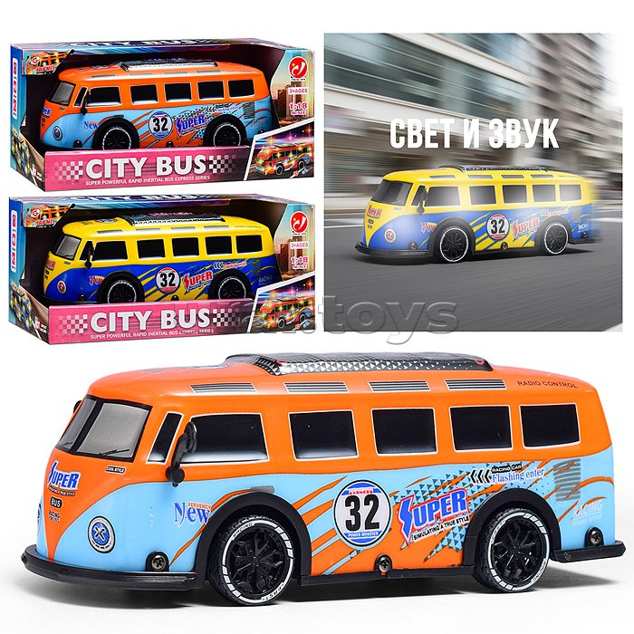 Машина "Мини-автобус" 1:18, свет, звук, в коробке