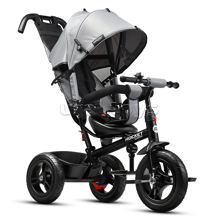 Велосипед трехколесный Rocket 137-GR, колеса надувные 12"/10", цвет серый