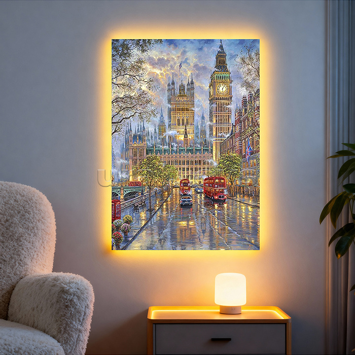 Мозаика алмазная "Лондон" (с гирляндой) 20*30см.