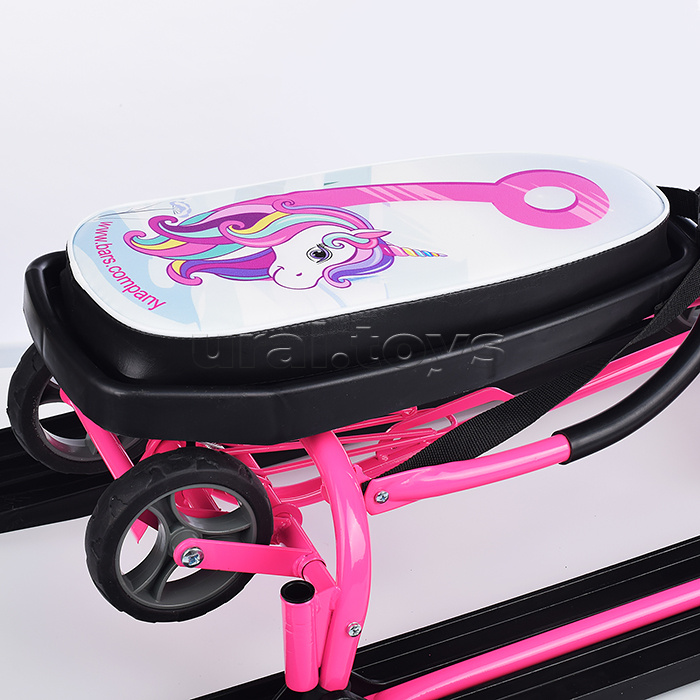Игрушка Снегокат детский 109 "Wheel" c П-образным толкателем и колесной базой (Единорожка)