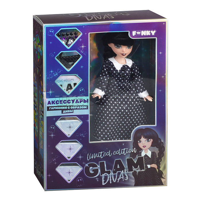 Модная кукла Glam Divas Вэнди с аксессуарами, платье в горох 25 см. Модная кукла Glam Divas Вэнди с аксессуарами, платье в горох 25 см.