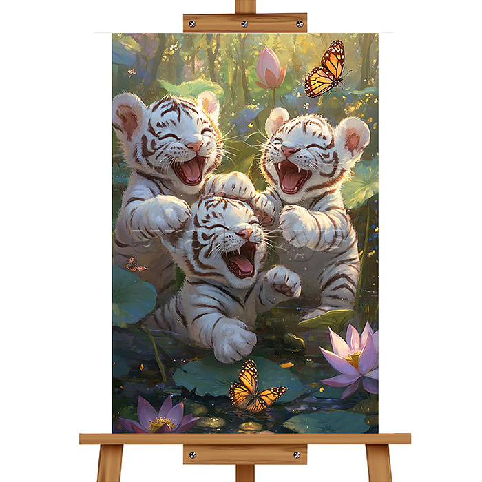 Мозаика алмазная "Игривые тигрята" 20*30см