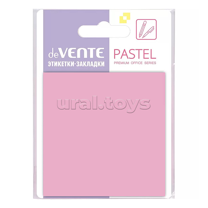 Самоклеящиеся этикетки-закладки "Pastel" пластиковые прозрачные, 76x76 мм, розовые