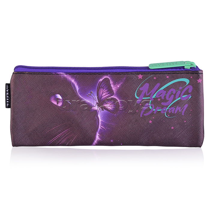 Пенал "Magic Dream" 215x90x10 мм плоский, антивандальная искусственная кожа с тиснением (до -40C), отделение на молнии сверху, плоский для 35 предметов, полноцветная печать