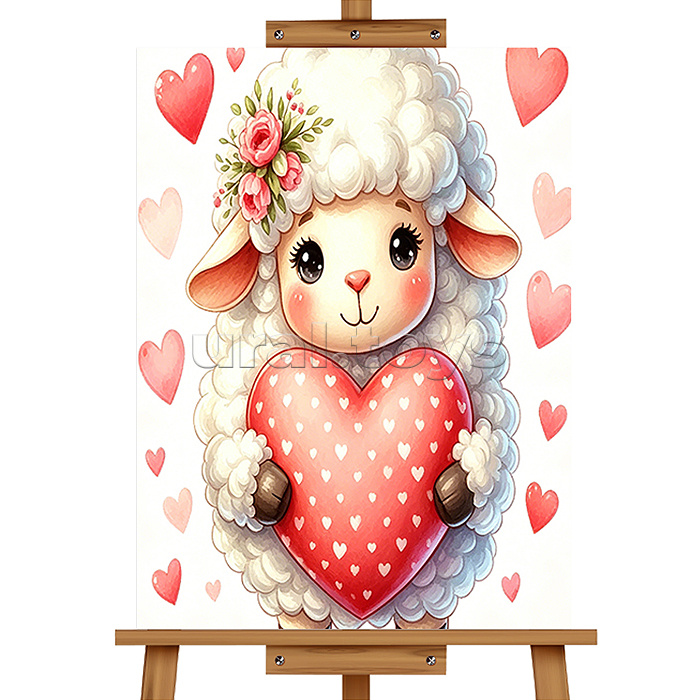 Мозаика алмазная "Барашек с сердечком" 30*20 см.