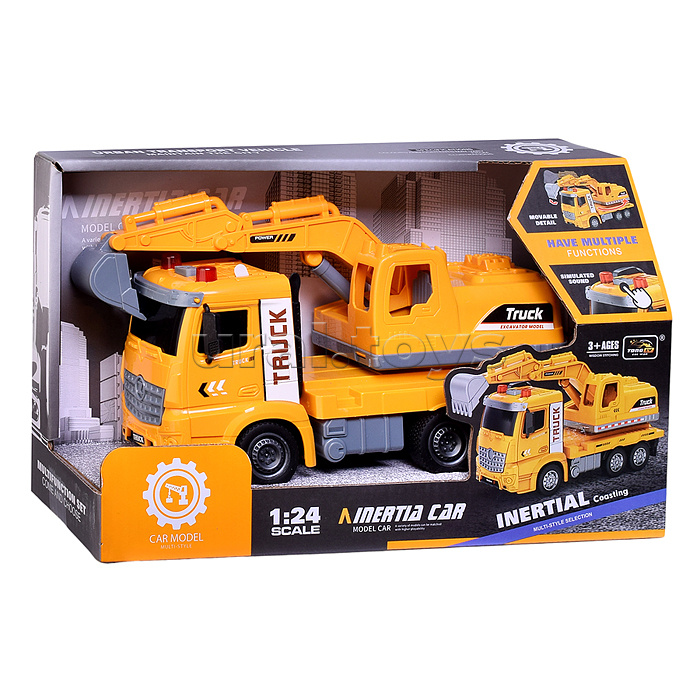 Машина "Автокран" с ковшом, на батарейках, в коробке