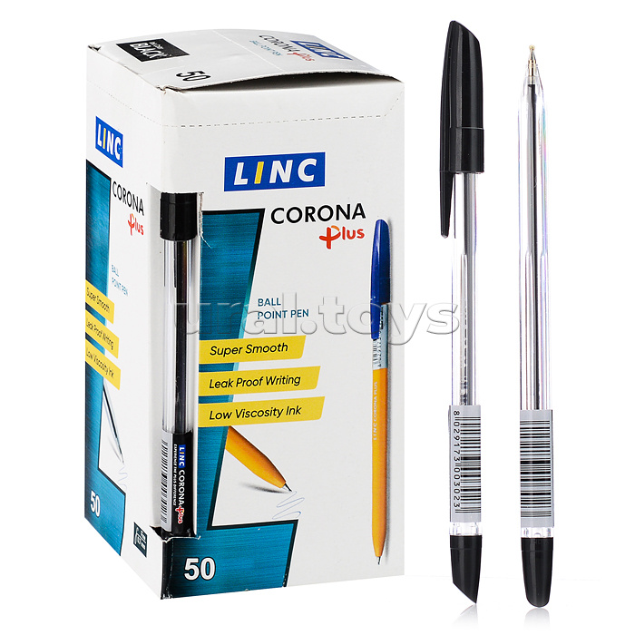 Ручка шариковая Corona plus 0,7 мм черный прозрачный корпус