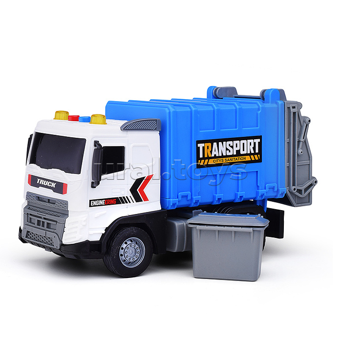 Машина "Мусоровоз" 1:20 (свет, звук) в коробке (синий) Машина "Мусоровоз" 1:20 (свет, звук) в коробке (синий)