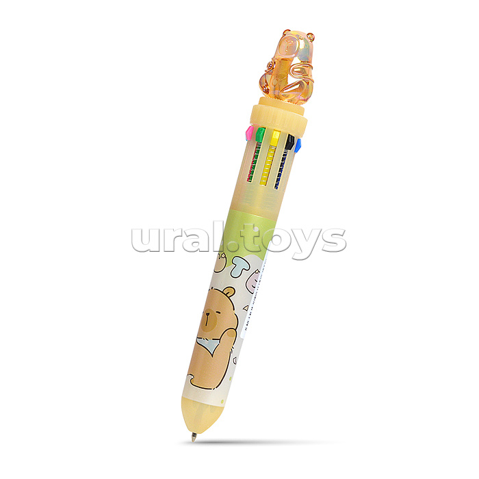 Ручка шариковая автоматическая 10-цветная "Капибара" 0,7 мм, синий, стеклянная серия Ручка шариковая автоматическая 10-цветная "Капибара" 0,7 мм, синий, стеклянная серия