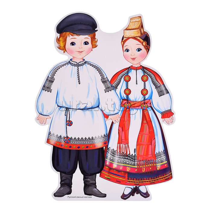 Комплект вырубных мини-плакатов со скотчем. Костюмы народов России (10 народов)
