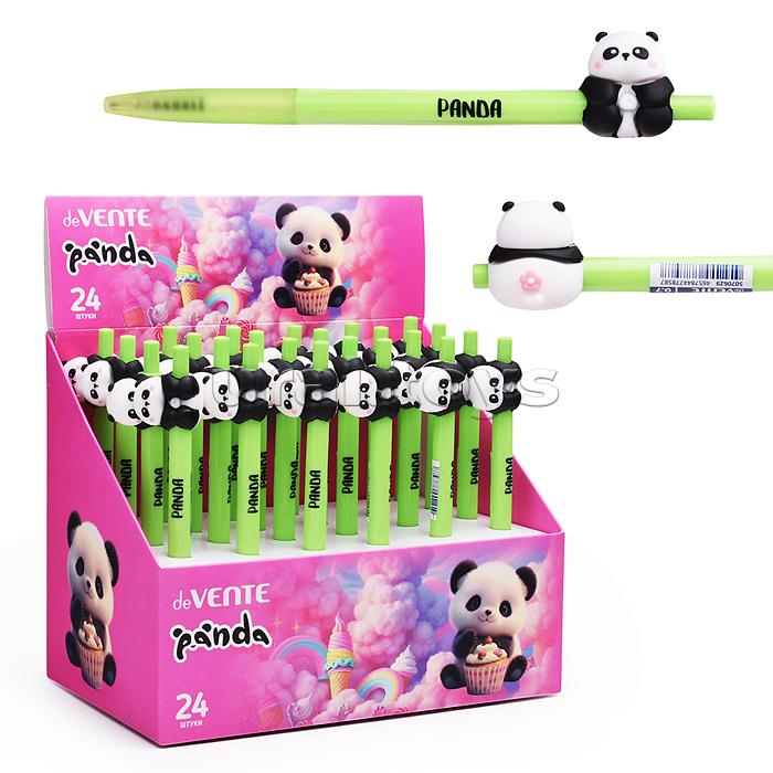 Ручка шариковая автоматическая подарочная "Sweet Panda" с декоративным элементом, d=0,7 мм, ультра гладкое письмо, чернила на масляной основе, сменный стержень, индивидуальная маркировка, в картонном дисплее, синяя