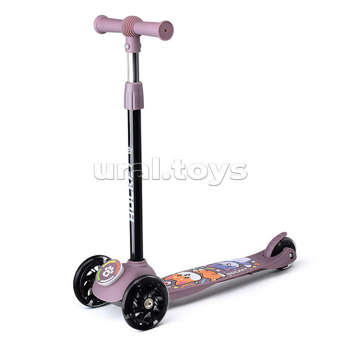 Самокат трёхколёсный ROCKET колёса световые PU, цвет коричневый