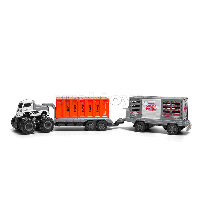 Машина "Двухзвенный прицеп" 1:43 в коробке