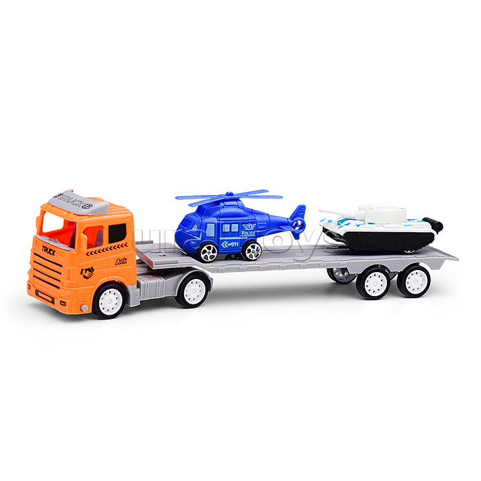 Автовоз "Автомир" с танком и вертолетом, в пакете