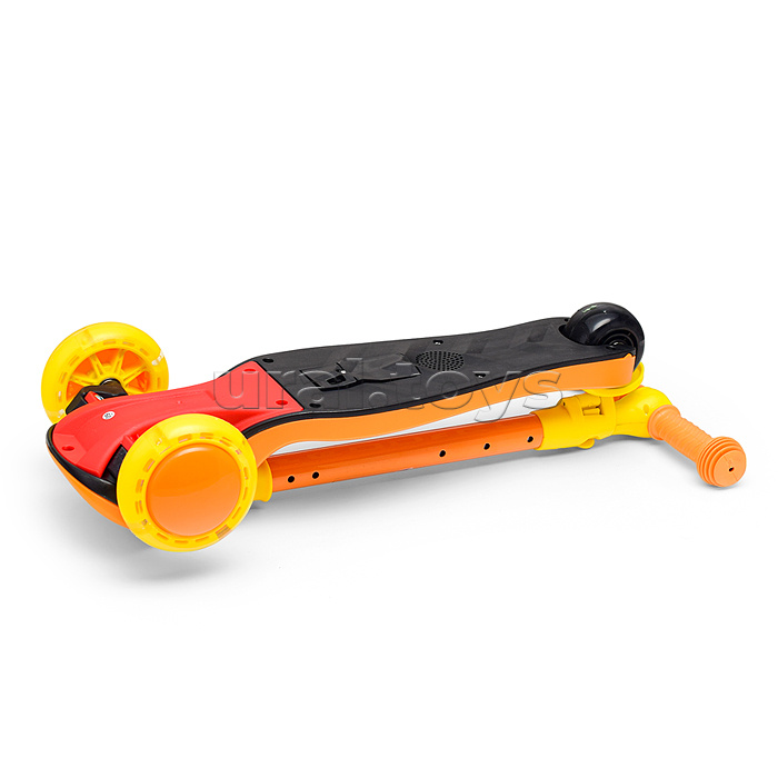 Самокат 3-х. кол., колеса световые PU, желто-оражевый, в коробке