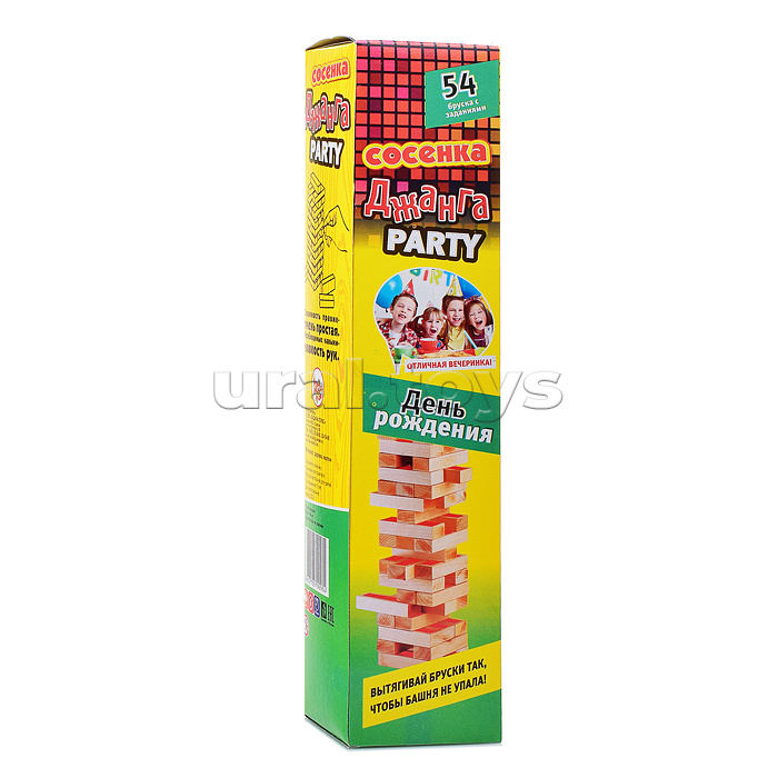Настольная игра "Джанга PARTY (Сосенка) "День рождения" (большая из натурального дерева) Настольная игра "Джанга PARTY (Сосенка) "День рождения" (большая из натурального дерева)