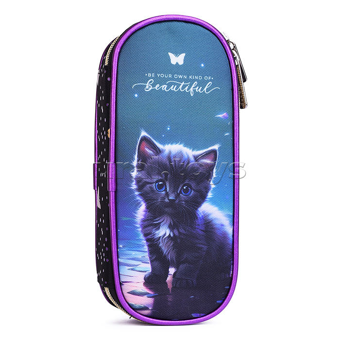 Пенал "Beautiful Cat" 21x8x5 см, овальный для 50 предметов, с внутренним органайзером-створкой, плотный износостойкий полиэстер с водоотталкивающей пропиткой, на молнии Пенал "Beautiful Cat" 21x8x5 см, овальный для 50 предметов, с внутренним органайзером-створкой, плотный износостойкий полиэстер с водоотталкивающей пропиткой, на молнии