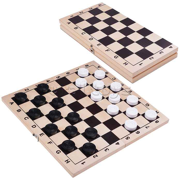 Шашки с шахматной доской (дерево)