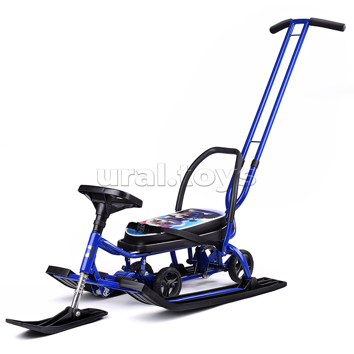 Игрушка Снегокат детский 111 "Mobile" с Т-образным толкателем и колесной базой (Котик на белом квадроцикле)