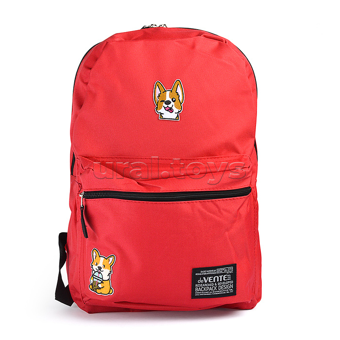 Рюкзак "Corgi" подростковый 40x29x17 см (14 л) 250 г, 1 отделение на молнии, 1 передний карман, вышивка, красный