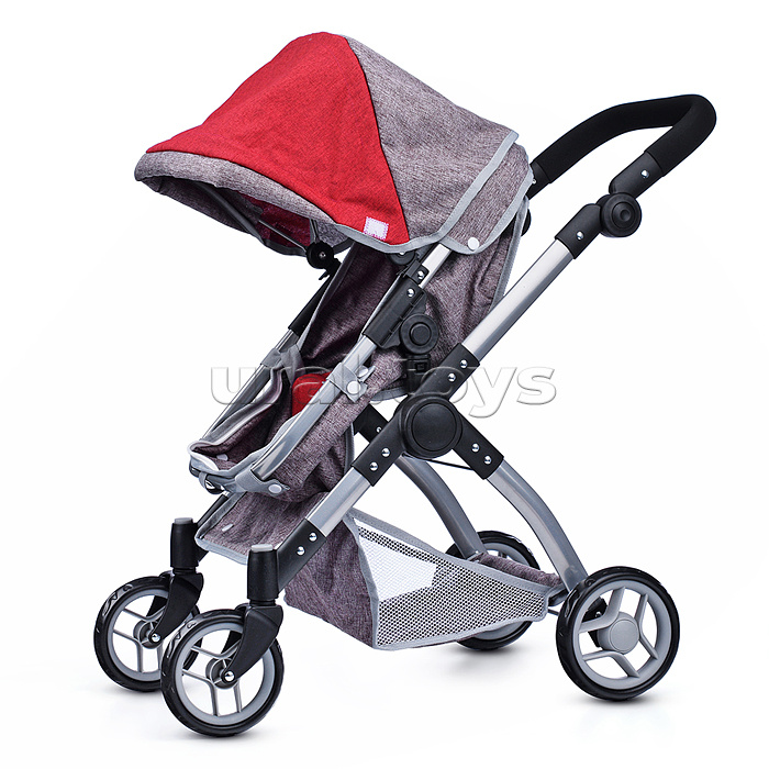 Коляска - трансформер 9620 для кукол, металлическая, регулируемая ручка, с корзиной, в пакете