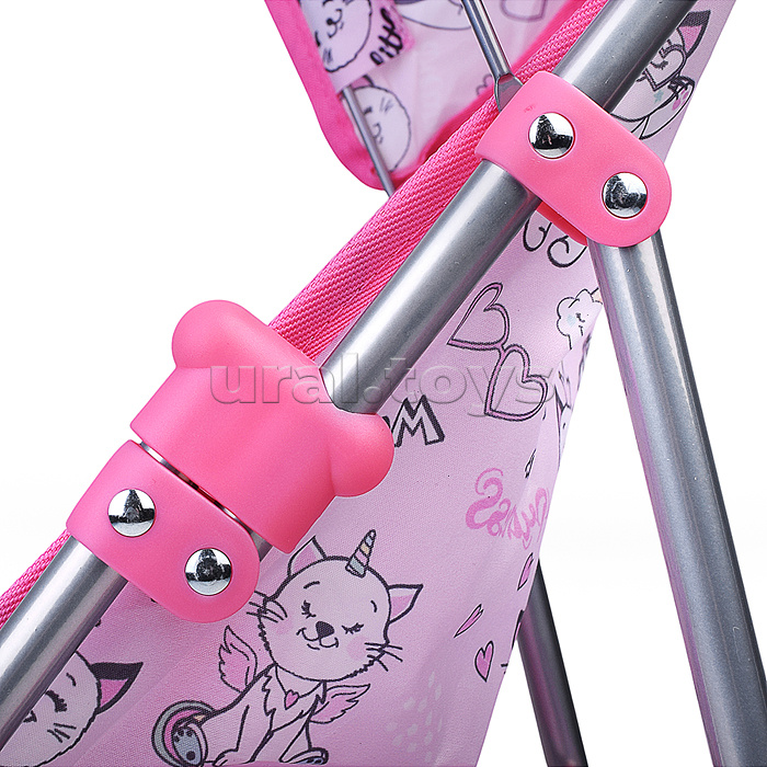 Коляская кукольная прогулочная, металлическая, с корзиной и козырьком