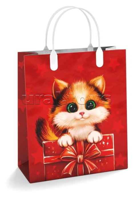 Пакет подарочный 23х27, 150мкм из мягкого пластика "Котёнок" ламинированный