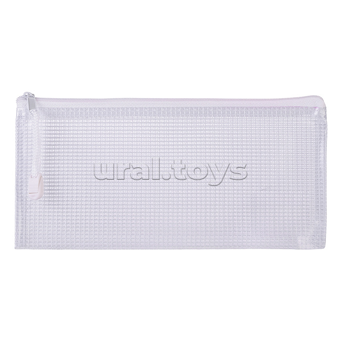 Папка на молнии DL (235x108 мм) тонированный армированный ПВХ 280 мкм, цветная текстильная молния, 4 цвета ассорти