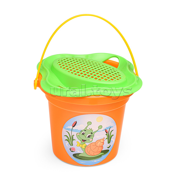 Набор №238: ведро малое, ситечко-цветок, совок №2, грабельки №2, 2 формочки, лейка малая №3