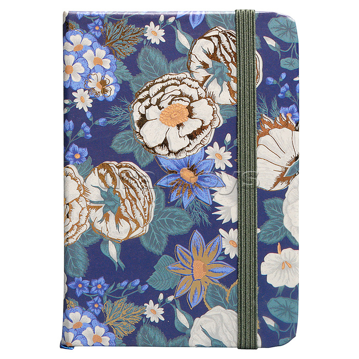 Блокнот А7 80л. "Цветы" в линейку в твердом переплете, на резинке, 77г/м2, дизайн в ассортименте