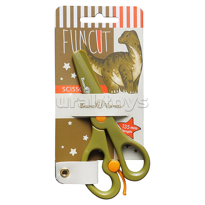 Ножницы детские "Fun. Динозавр" 13,5 см. (пластиковые лезвия и ручки)