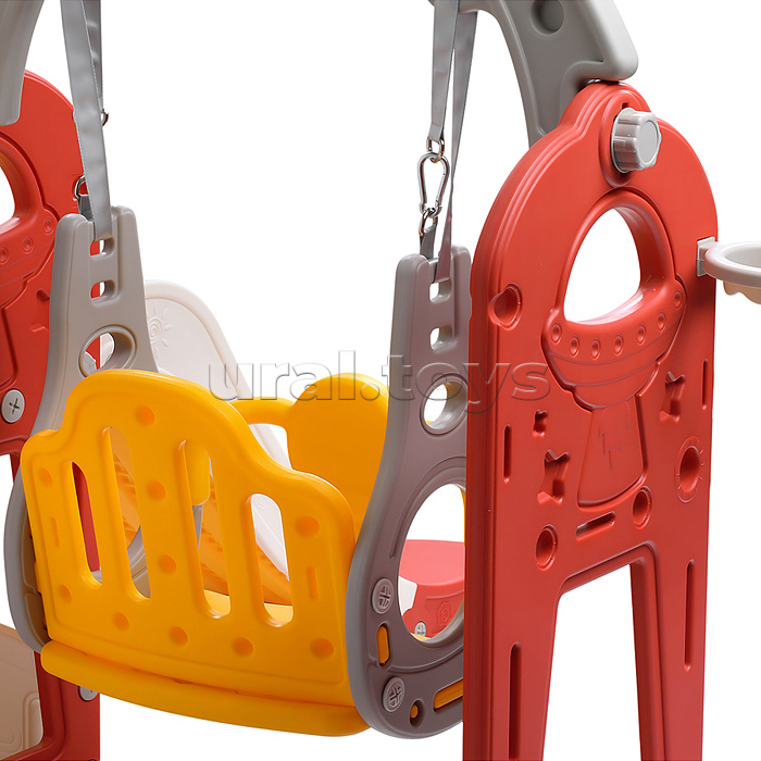 Комплект детский "Космический стиль" (горка и качель) цвет красный.