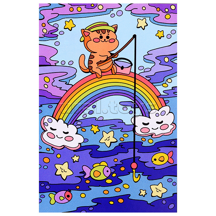 Картина по номерам для малышей Веселые картинки "Радужный кот"