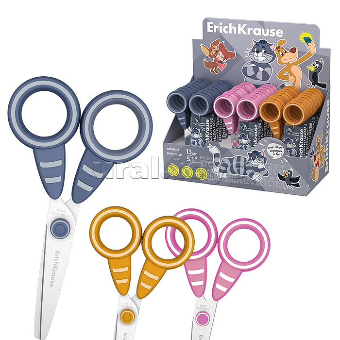 Ножницы Простоквашино, 13см, ассорти (в дисплее по 24 шт.)