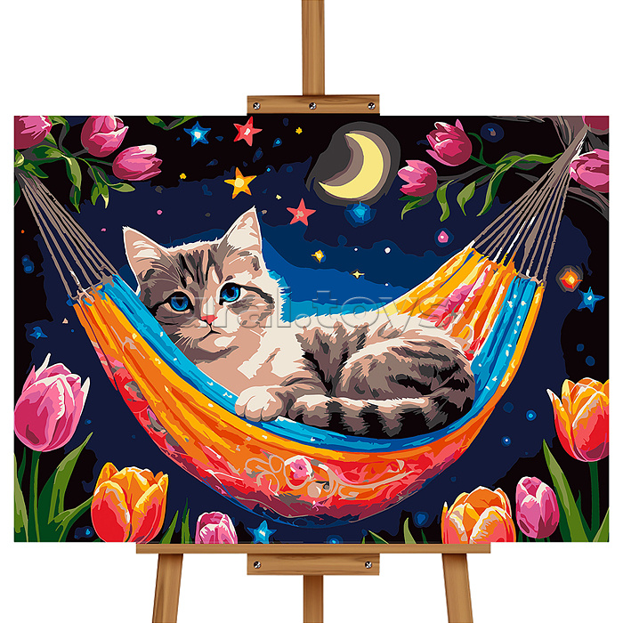 Картина по номерам "Кот в гамаке" 50*40 см