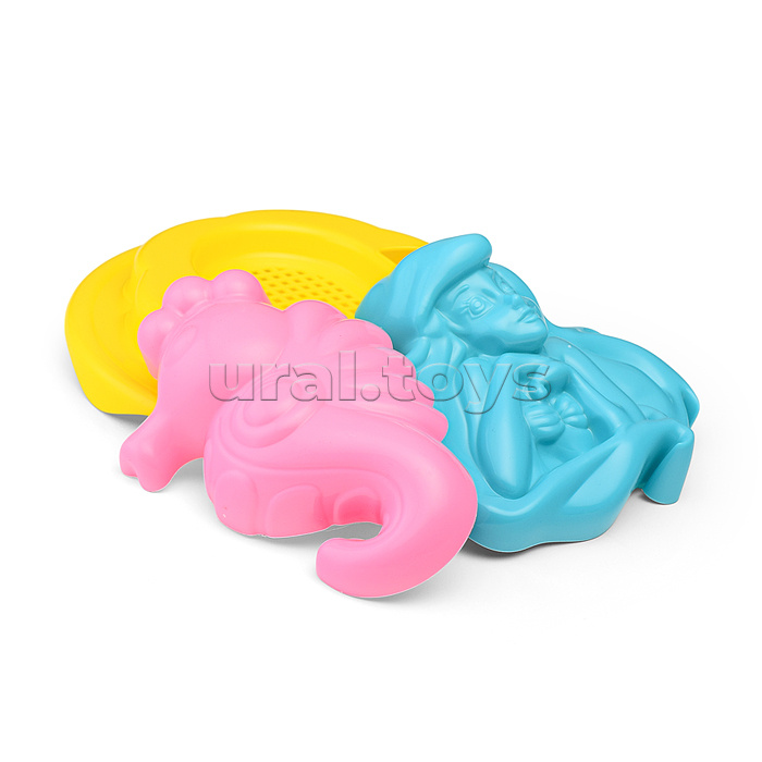 Набор Disney «Русалочка» №4: ведро с наклейкой, ситечко "Солнышко", лопатка №5, грабельки №5, формочки (Ариэль + морской конёк), лейка №10