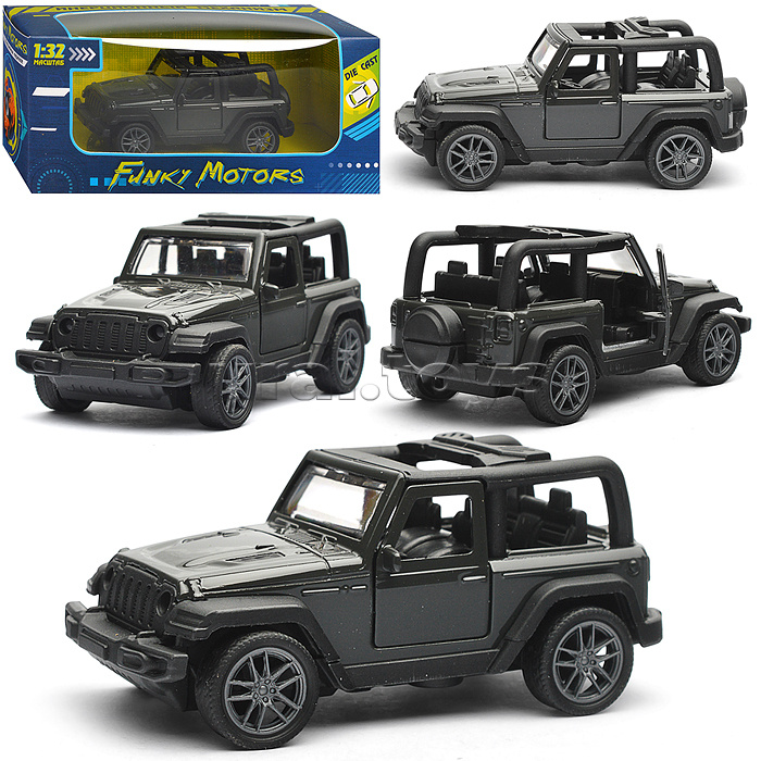 Чёрная инерционная машинка Джип Сафари die-cast,1:32, открывающиеся двери