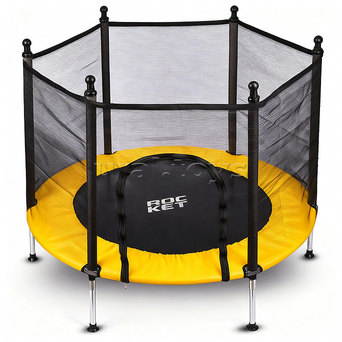 Батут ROCKET, d=140, внешняя сетка высотой 88 см., общая высота 122 см. черный с желтым