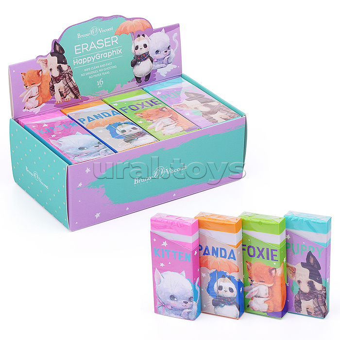 Ластик "HappyGraphix. Kids", 4 цвета Ластик "HappyGraphix. Kids", 4 цвета