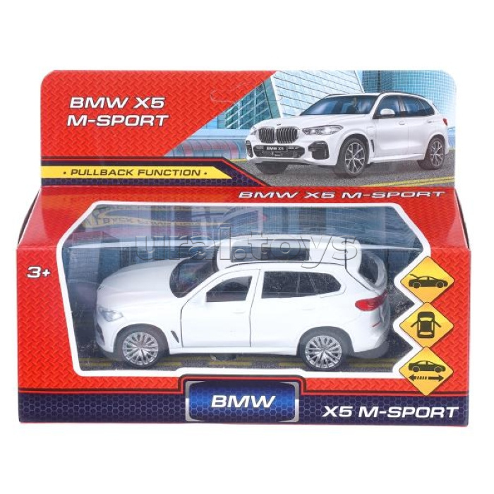 Машина металл BMW X5 M-Sport 12 см, двери, багаж, бел, кор. - в кор.2*36шт