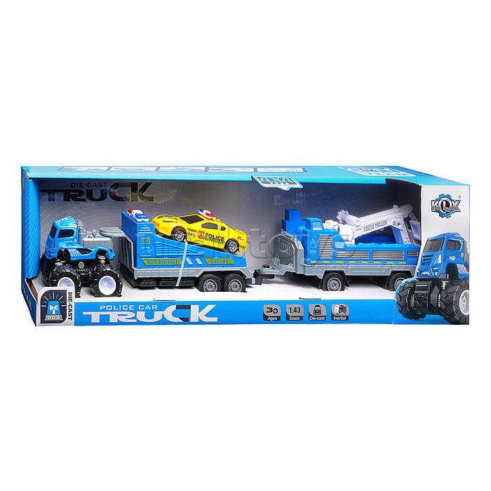 Машина "Полицейский прицеп" 1:43 в коробке