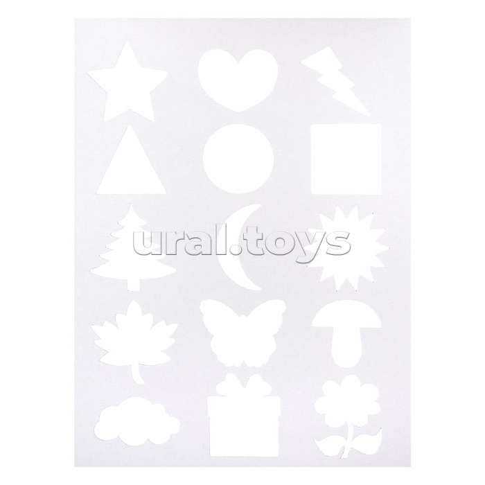 Картон цветной и белый А4 10л 9 цв + 2 трафарета "Фигуристка"