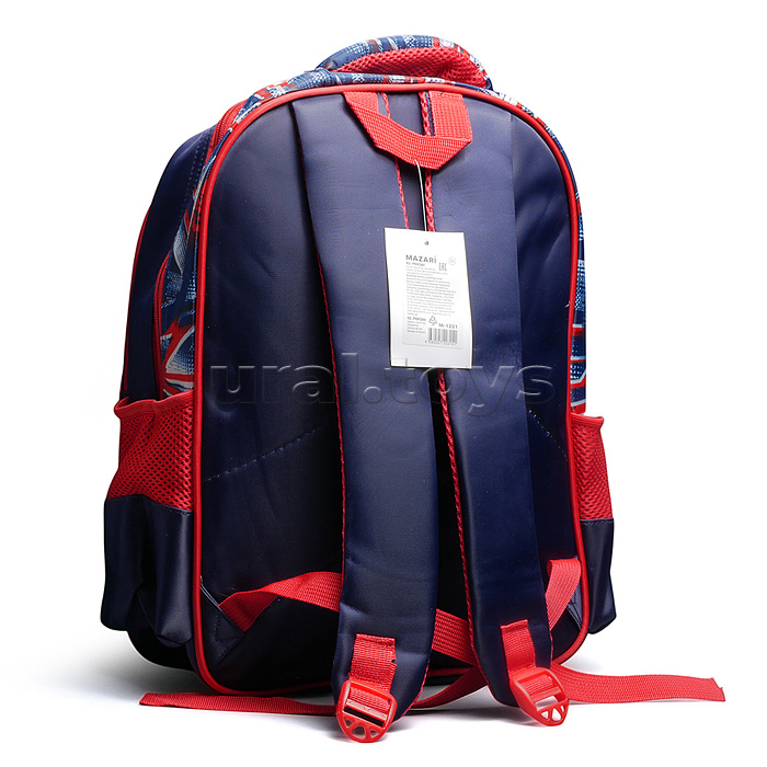 Рюкзак школьный "Авто" 41x30x15 см, 3 отделения, 2 кармана, уплотненная спинка, ОПП-упаковка